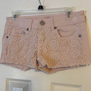 Rue21 Light Pink Lace Jean Shorts